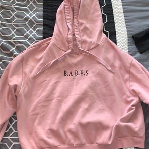 Pink crop top hoodie
